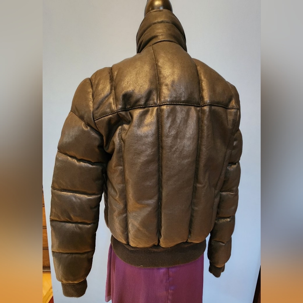 🌟100% Leather Bomber  Funnel Neck - Picture 3 of 5